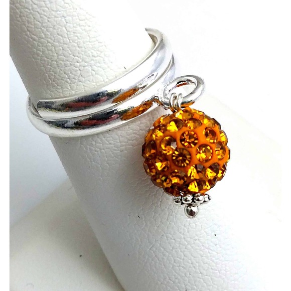 Disco Ball Adjustable Rings Orange Sz 7 - Picture 1 of 1
